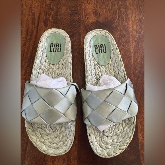 Anthropologie Bibi Lou Satin Slide Sandals - green - Picture 4 of 4